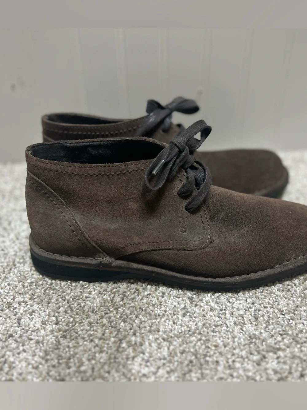 John varvatos chocolate brown suede leather chukka boots 7 designer minimalist